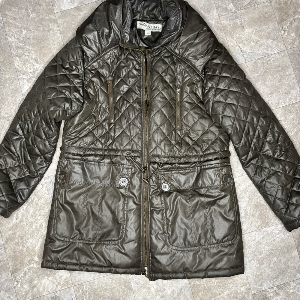 Women's Quilted Dark Gray Puffer Jacket